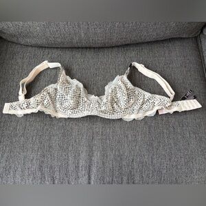 Victoria's Secret Very Sexy Scoop Neck Underwire Bra Size 36D Lt Pink/Gray Lace